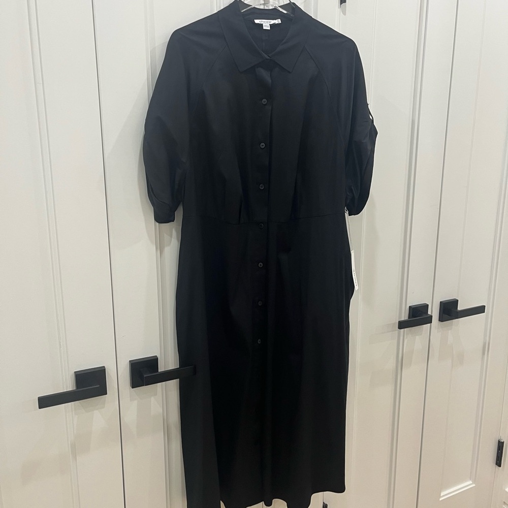Brand new with tags Chico's Black Puff Sleeve Shirt Dress with belt